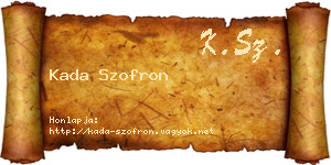 Kada Szofron névjegykártya